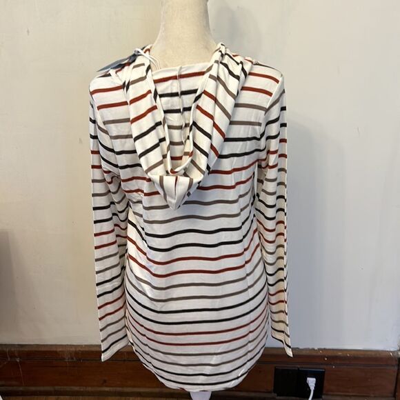 Market & Spruce rust green striped hooded long sleeve sweatshirt Size XS New - Picture 6 of 9